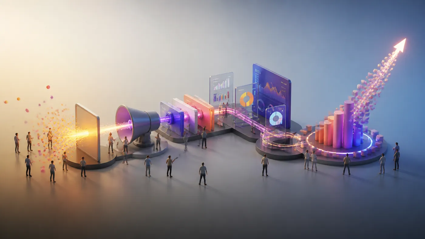Concept image of a glowing product bursting free from a cracked dark shell in a shockwave of neon light