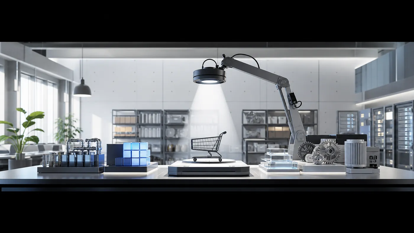 A polished product form under a precise beam of inspection light on a dark stage