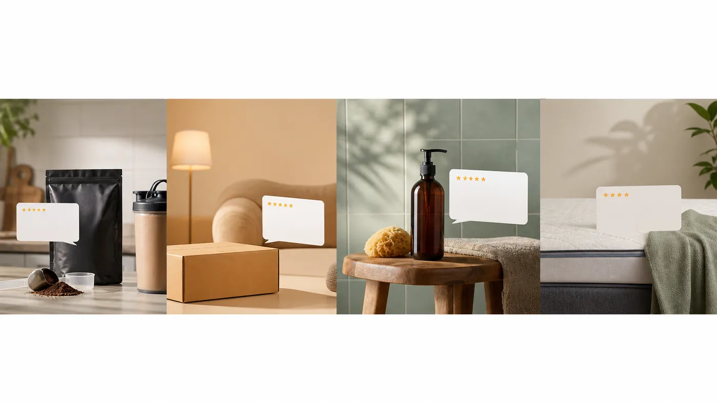 Cluster of polished blank testimonial cards fanned across a charcoal surface