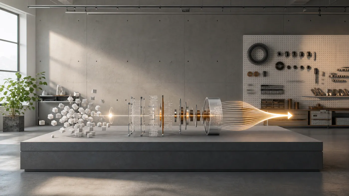 Abstract performance gauge formed from glowing light arcs