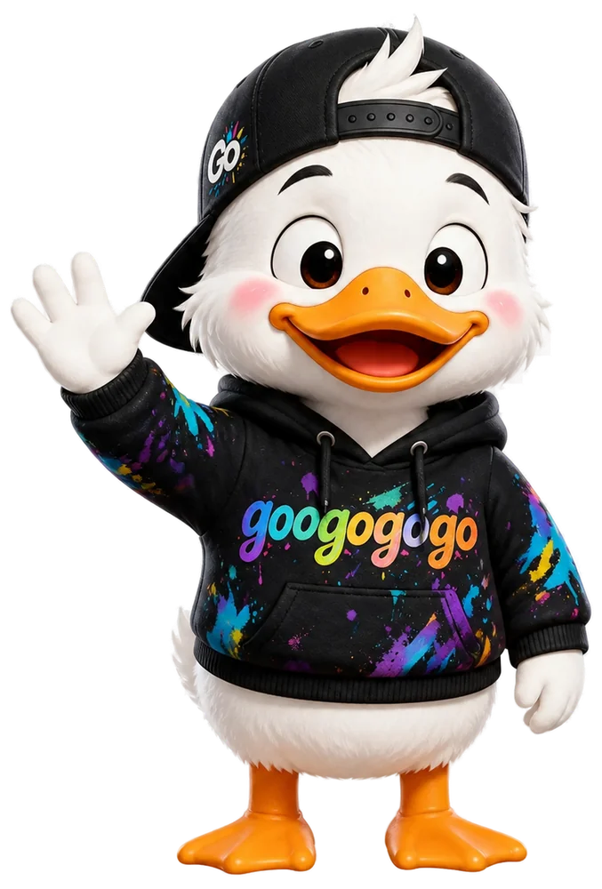 GooGoGoGo mascot duck waving hello