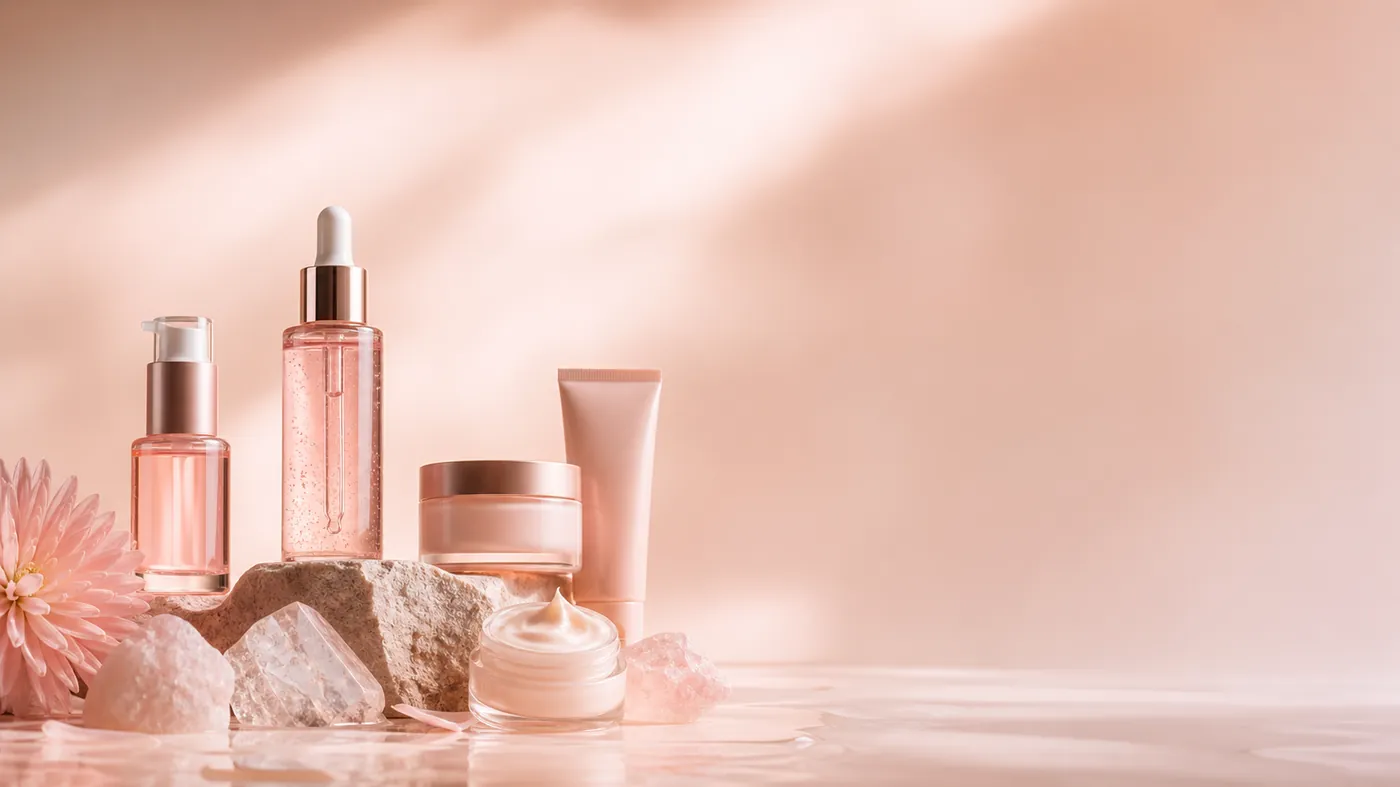 Glowhaus serum bottle with pink liquid splash
